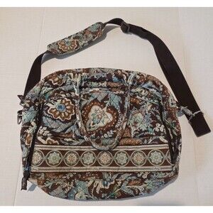 Vera Bradley Java Blue Weekender Bag - Laptop Pocket Detachable Shoulder Strap